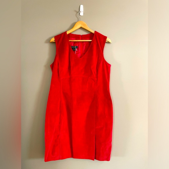 Danier Dresses & Skirts - Danier Red Suede Sheath Dress